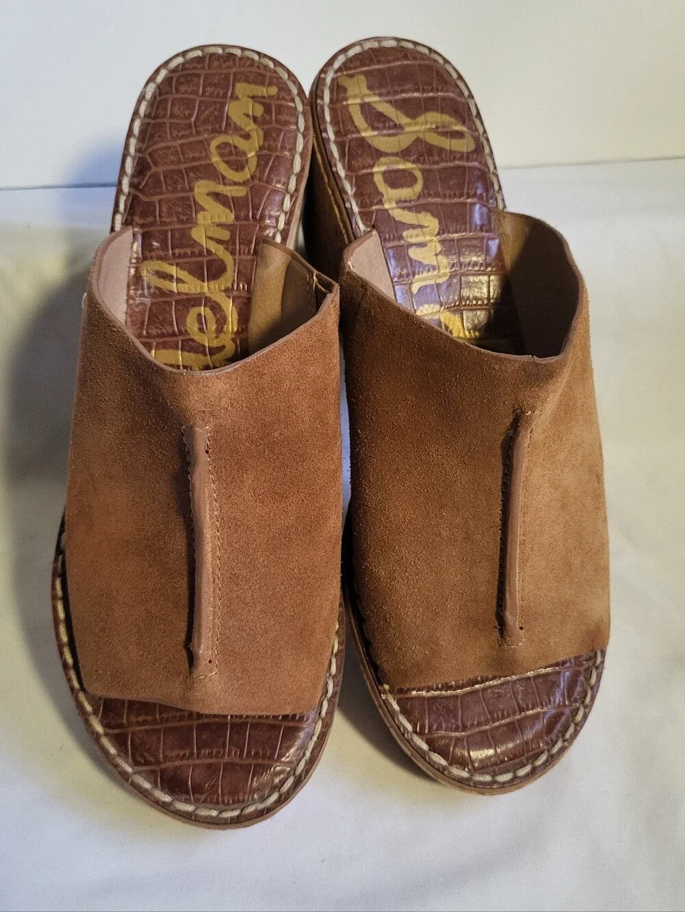 Sam Edelman Ranger Wedge Platform Sandals Women Size 8 Cork Heel Suede Upper - Picture 4 of 11